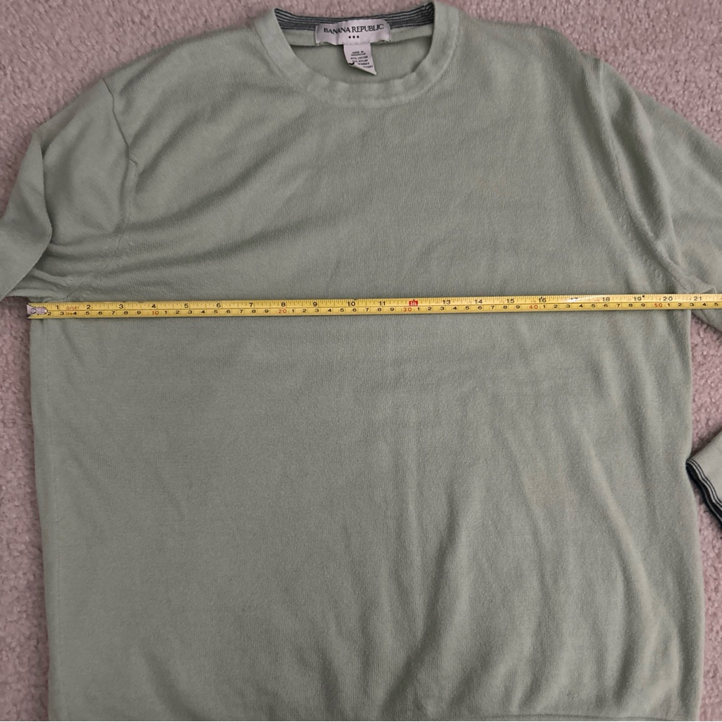 Vtg Banana Republic Men Sweater Long Sleeve Cotton Light Green Crewneck Pullover — image 5 of 5